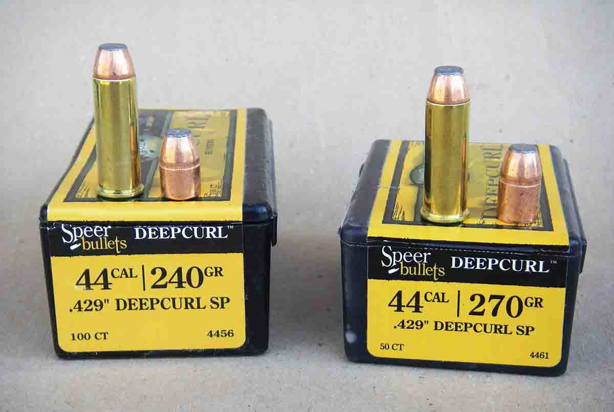 Brian considers the Speer Deep Curl SP in 240- and 270-grain weights excellent choices for field and general-purpose use in the .44 Magnum.